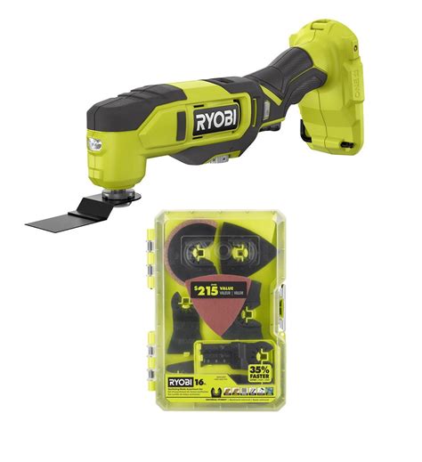 Ryobi 18 Volt Cordless Multi Tool With 16 Piece Oscillating Multi Tool Blade Accessory Set