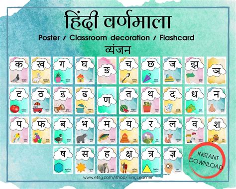 Hindi Varnamala Poster Swar Vyanjan Flashcard Homeschooling Etsy