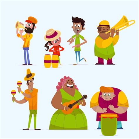Ilustración de banda de música latina dibujada a mano Vector Premium