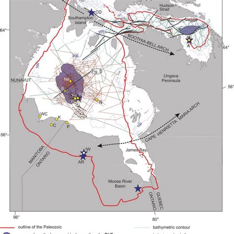 Map showing the extent of the Hudson Bay Basin and adjacent basins.... | Download Scientific Diagram