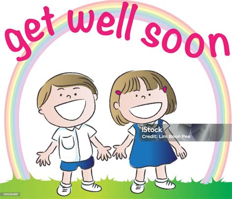 Vector Cartoon Greeting Get Well Soon Card Background Stock