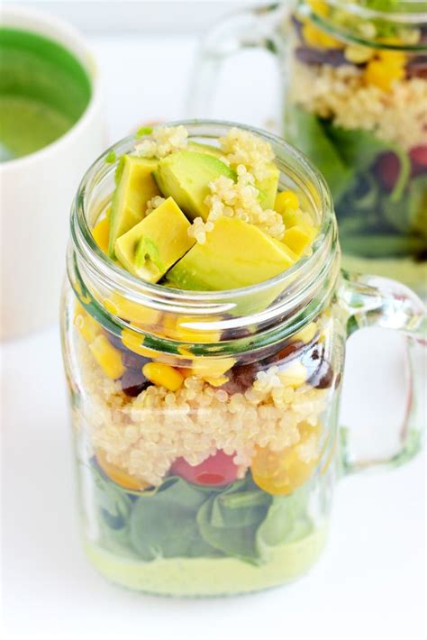 Mason Jar Tex Mex Quinoa And Tangy Cilantro Lime Creamy Dressing