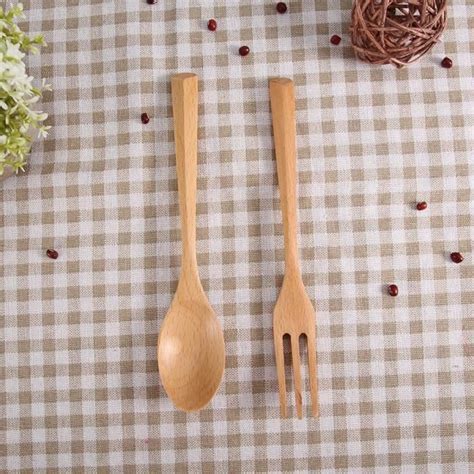 Couteau Et Fourchette En Bois Naturel Ensemble Dessert Vaisselle