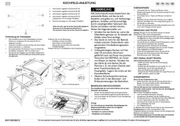 Ignis AKL 4990 NE Hob Programmdiagramm Manualzz