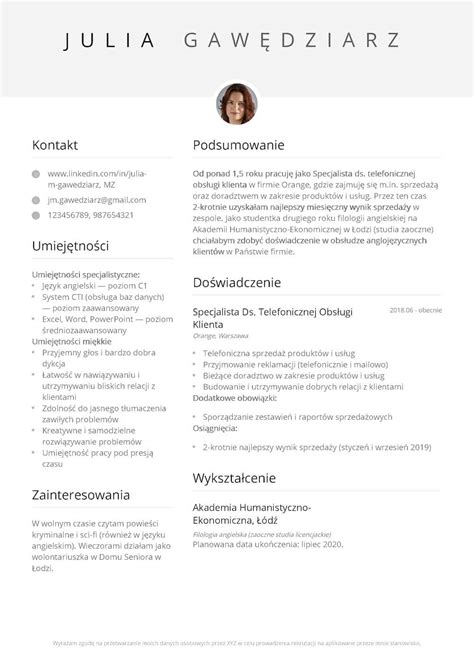 Proste Cv Wz R Jak Napisa I Prostych Cv Szablon W Online