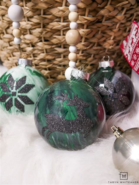 How To Make Diy Marbled Ornaments Taryn Whiteaker Designs Christmas