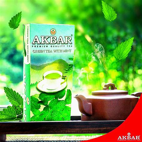 Akbar Premium Green Tea With Mint 25 Tea Bags String And Tag Per Box