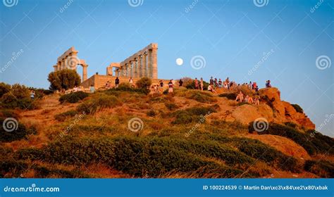 Cape Sounion Sunset, Ancient Temple of Poseidon, Cape Sounio Stock ...