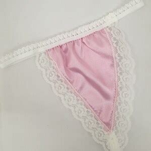 3 Pure Silk Satin And Lace G Strings Black Pale Pink Hot Pink Hand Made In France French