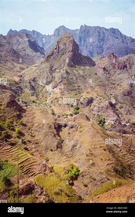 Santo Antao Island Cape Verde Amazing Huge Barren Mountain Rock In