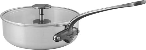 Mauviel Murban 3 Onyx Tri Ply Brushed Stainless Steel Saute Pan With Glass Lid And