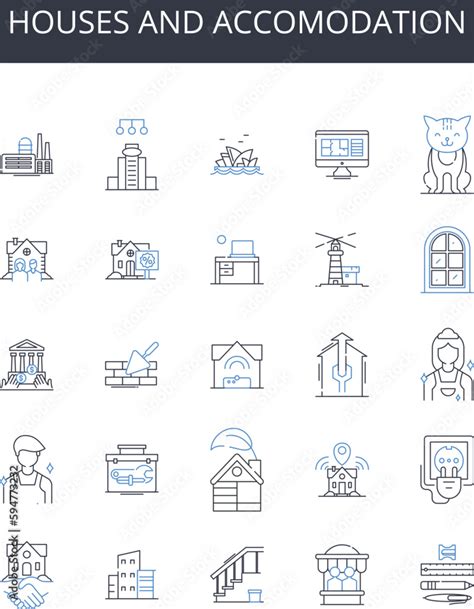 Vetor De Houses And Accomodation Line Icons Collection Residences