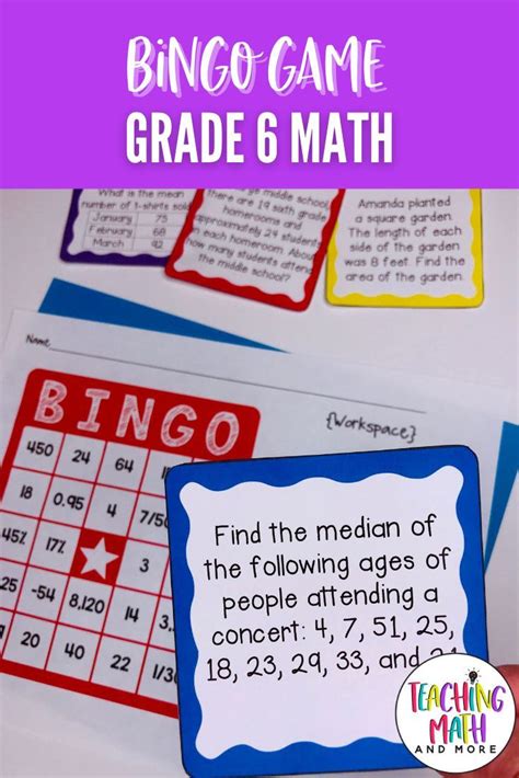 End Of Year Math Review Bingo Game 6th Grade Sixth Grade Math Math Review 6th Grade Math Games