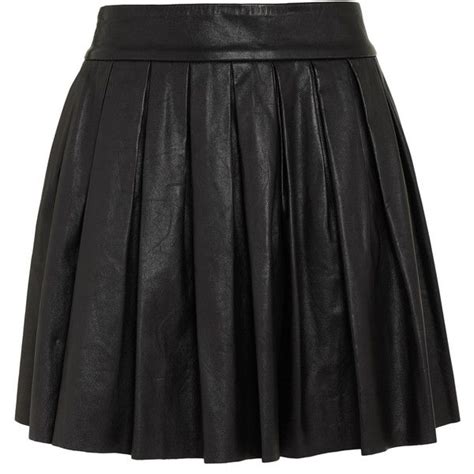 Alice Olivia Box Pleat Leather Skirt Real Leather Skirt Leather