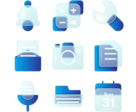 Glass Morphism Ui Icon Collection Vector Art And Graphics