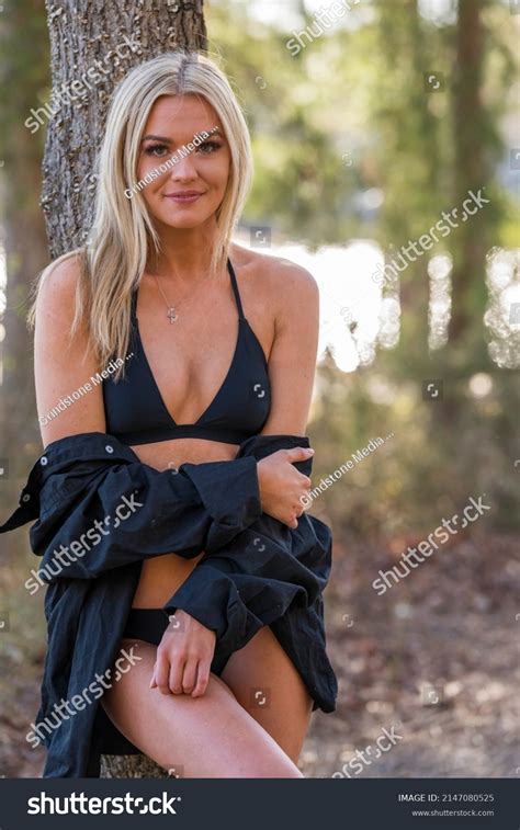 Gorgeous Blonde Bikini Model Poses Outdoors Stock Photo Shutterstock