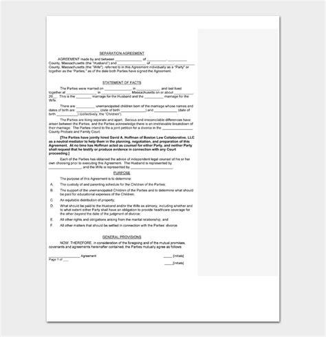 17 Free Separation Agreement Templates And Examples Pdf Word