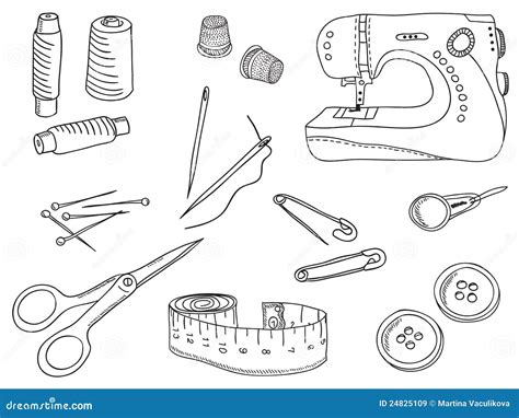 Illustration Of Sewing Stuff And Tools Royalty Free Stock Images