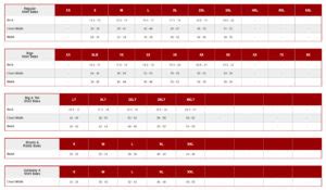 Callaway Sizing Chart Crt Apparel