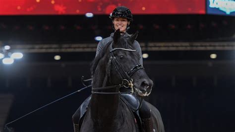 Elias: the flying Friesian at London International Horse Show