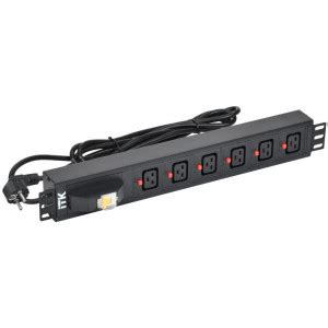 PDU 6 роз. C19 с автом. 16А 1,5U каб. 3м вилка нем. ст. PH21-06C19-11 ...