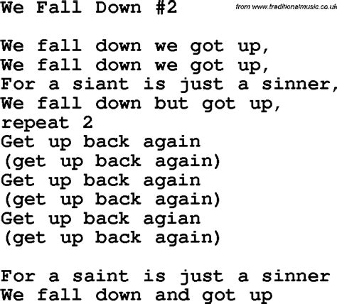 Country, Southern and Bluegrass Gospel Song We Fall Down 2 lyrics