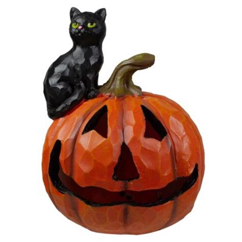 10 In Jack O Lantern And Cat Tabletop Halloween Decoration Black 1