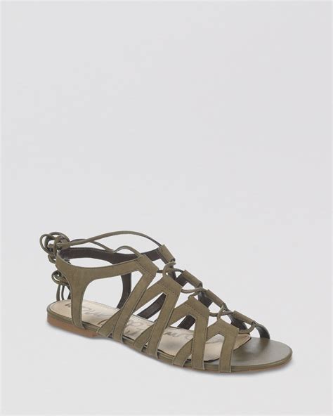 Sam Edelman Open Toe Flat Lace Up Gladiator Sandals Boyden In Green