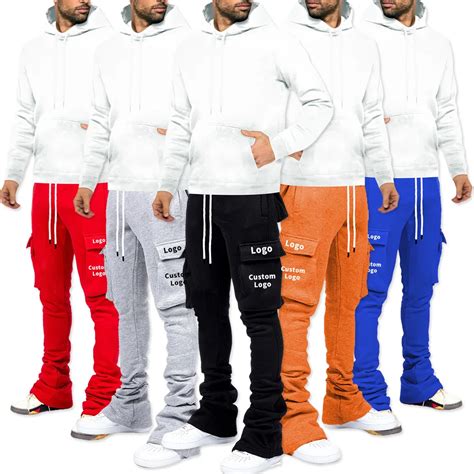 Custom Logo Men Stacked Joggers With Pocket Streetwear Men S Sweatpants