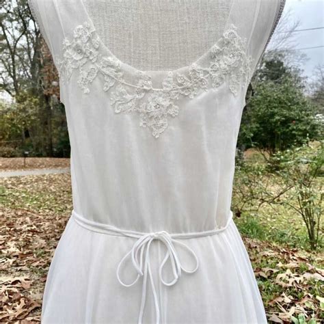 1950s Vanity Fair Nightgown Ivory Nylon Chiffon Lac Gem