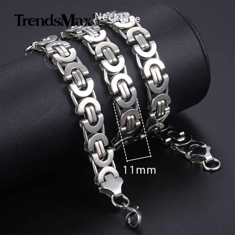 Mm Men S Silver Flat Byzantine Chain Necklace L Stainless Steel