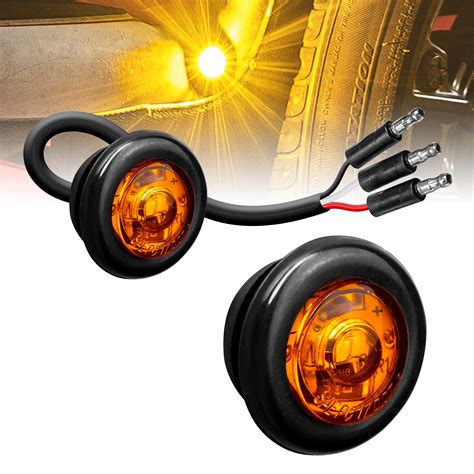 3 4 Round Amber Trailer LED Marker Light 3 Wire DRL Turn Signal