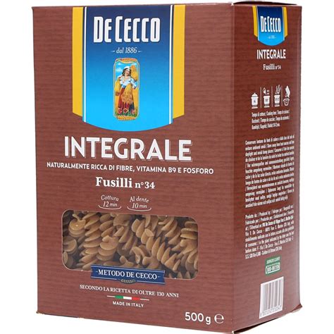 Fusilli Integral De Cecco 500g Massa Integral Massas Massa Arroz