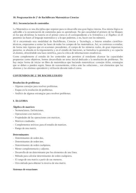 Pdf Programaci N De De Bachillerato Matem Ticas