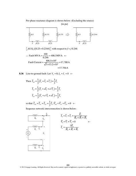 Glover Power System Analysis Per Phase Reactance Diagram Is Shown