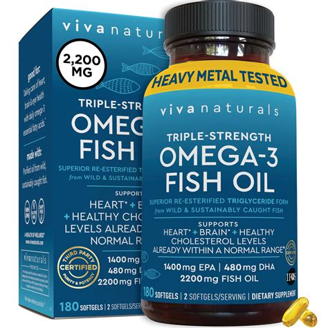 Buy Triple Strength Omega 3 Fish Oil Supplement 2200mg Per Serving