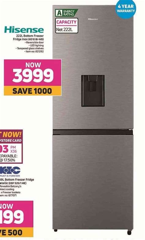 Hisense L Bottom Freezer Fridge Inox Offer At Game