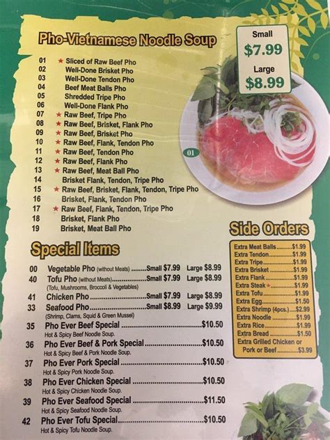 Menu At Pho Ever Vietnamese Cuisine Restaurant Longview