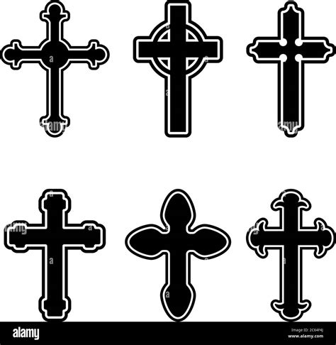 Set Of Illustrations Of Christian Religious Crosses Design Element For