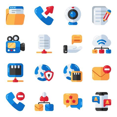 Set Of Communication Flat Icons Vector Art At Vecteezy