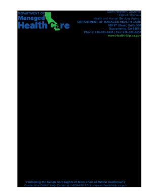 Fillable Online Dmhc Letterhead Template California Hospital