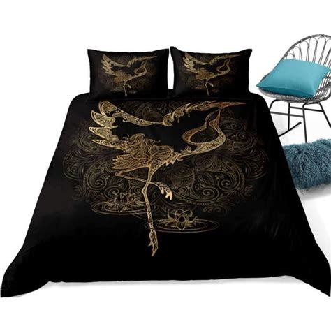 Noir Parure de lit Gold 3D Animal Éléphant Tortue Oiseau Mouton