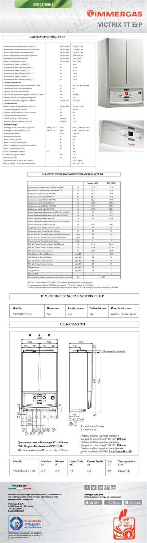 Caldaia A Condensazione Immergas Victrix Tt Erp Camera Stagna Kw