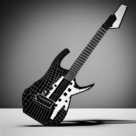 Skeletal Electric Guitar Cosmic Guitar Strings Cinematic Lighting 3d Prop Art · Creative Fabrica