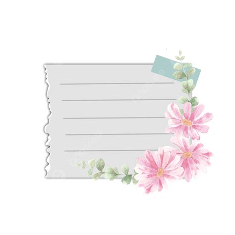 Wild Flower Watercolor White Transparent Note Paper With Light Pink