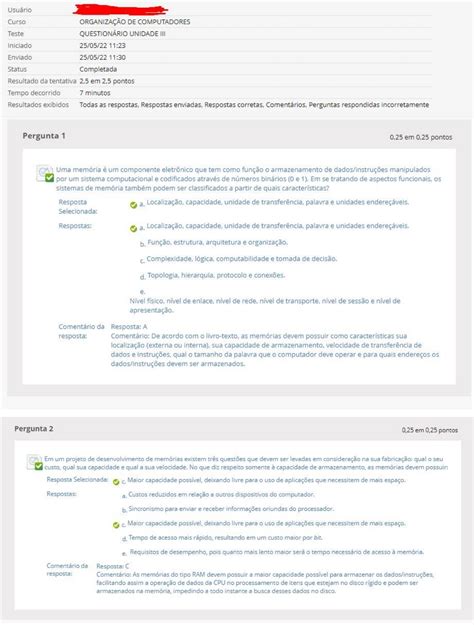 QUESTIONÁRIO UNIDADE IV ORGANIZAÇÃO DE COMPUTADORES Organização de