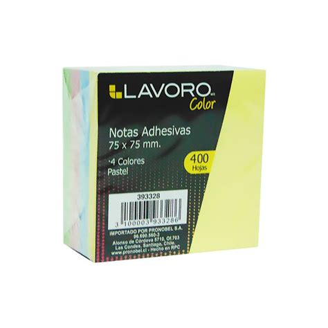 Nota Adhesiva 75 X 75 Mm 400 Hojas 4 Colores Pastel Lavoro Dimeiggs