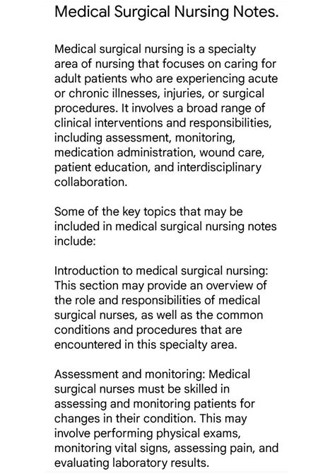 Solution Medical Surgical Nursing Notes Studypool