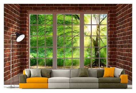 Panoramic Window View Wallpaper 3d Wall Mural Living Room Etsy