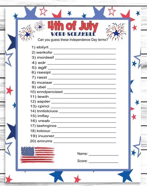 Th Of July Printable Activity Sheets